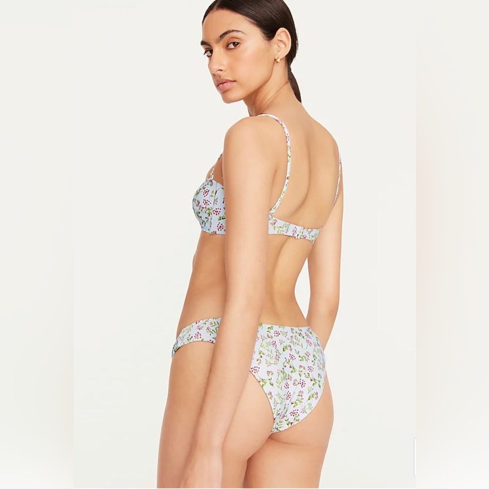 NWT J. Crew Knot Bandeau Bikini Top & High Rise Bottom in Cloud Meadow Floral